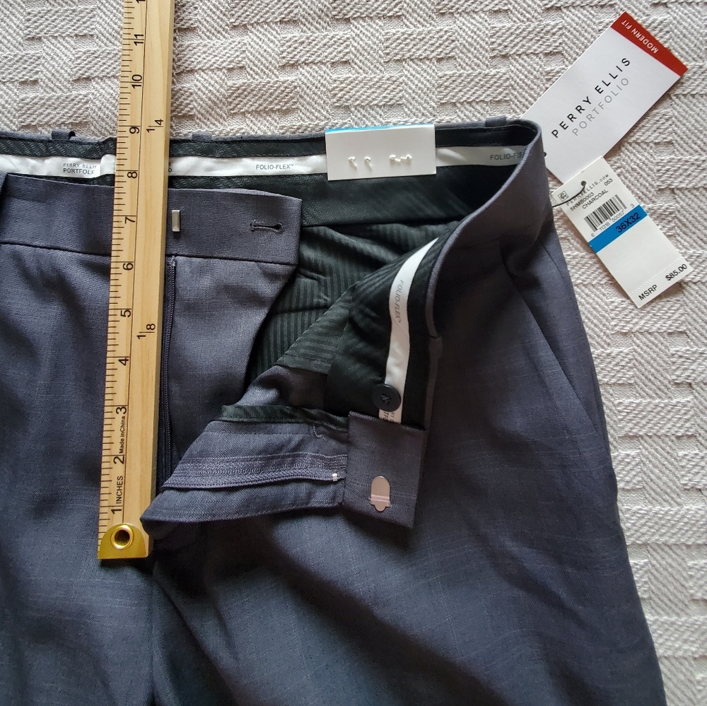 Perry Ellis FORMAL Portfolio Modern Fit Charcoal Performance Dress Pants NWT - Picture 5 of 9